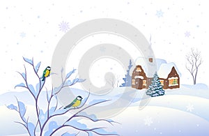 Snowing background winter landscape