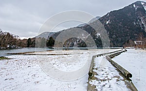 Snowing Lake Yuno, Nikko, Japan