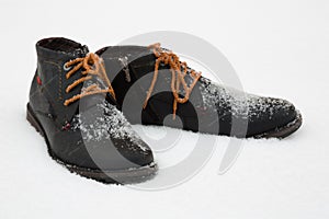 It is snowing - new winter dark boots
