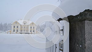 Snowing in the Palmse manor in Estonia