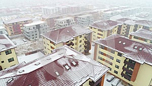 Snowing on Residential Area