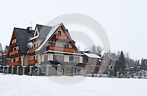 Snowing in Tatry mountains.