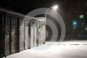 Snowing in winter night