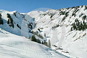 Snowland near Turren cable car top station above small village of Lungern photo