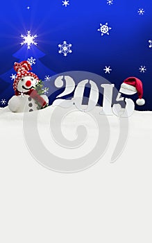 Snowman 2015 happy new year blue