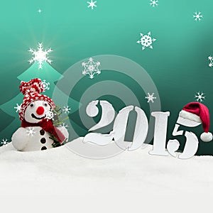 Snowman 2015 happy new year turquoise