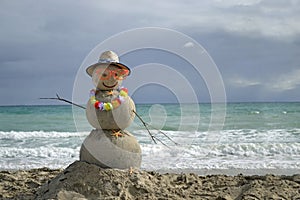 Snowman on beach