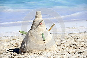 Snowman On Beach in caraibe photo