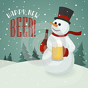 Snowman with beer mug