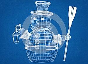 Snowman Blueprint Background