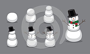 Snowman Building Sequence Cartoon Vector Illustration photo