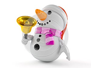 Snowman character ringing a handbell