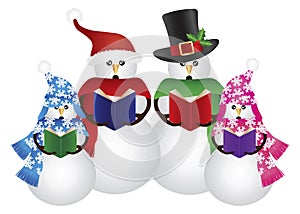 Snowman Christmas Carolers Illustration