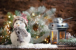 Snowman and Christmas decorations home arrangement