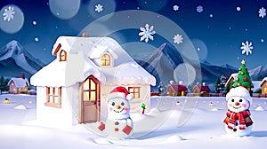 Snowman at Christmas, Happy New Year