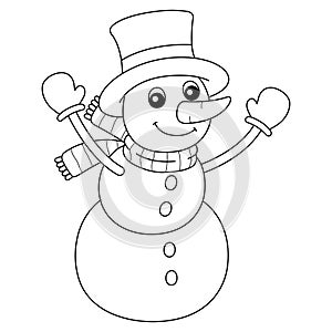 Snowman Christmas Isolated Coloring Page for Kids