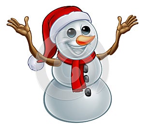 Snowman Christmas Santa Hat Cartoon