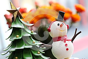 Snowman and Christmas Tree Cake