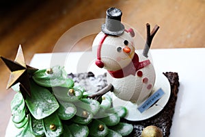 Snowman and Christmas Tree Cake