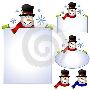 Snowman Clip Art Banners and Borders