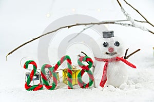 Snowman concept new year 2018 and christmas with giftes