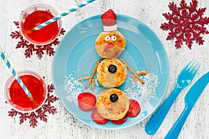 Snowman cottage cheese pancakes for breakfast