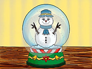 Snowman in a crystal ball - MuÃÂ±eco de nieve en una  bola de cristal photo