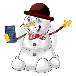 Snowman with digitron illustration vector