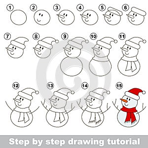 Snowman. Drawing tutorial. photo