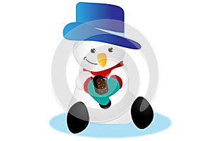 Snowman eating ice-cream