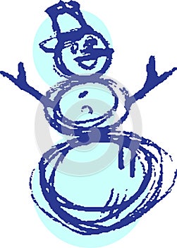 Snowman funny decoration made from snow vector