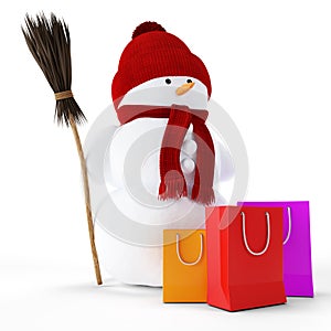 Snowman with gift package