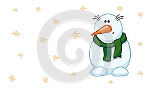 Snowman with a green scarf.