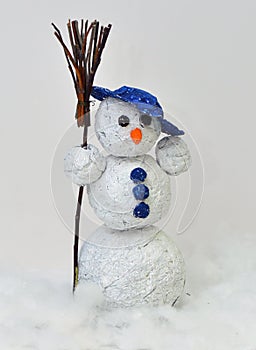 Snowman - hack foil and wool