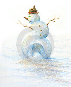 Snowman hand painted Christmas art