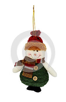 Snowman with hat and scarf on white background