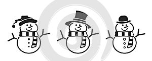 Snowman icon line set. Christmas and New Year design elements