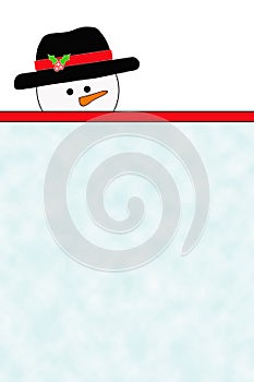 Snowman Illustration over Blank Copy Area
