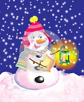 Snowman with latern