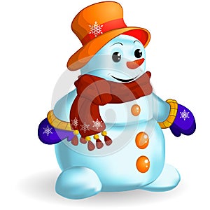 Snowman in orange hat