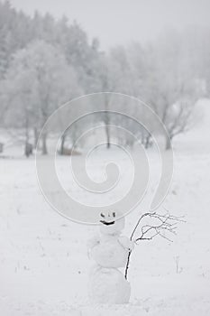 Snowman in Orlicke mountains, Czech Republic