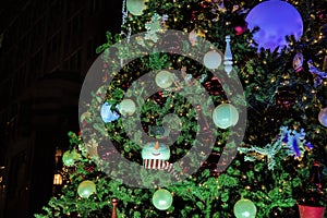 Snowman Ornament on a Large Christmas Tree in Reston, Virginia