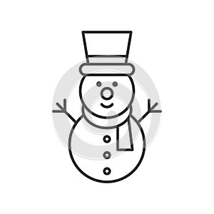 Snowman outline icon, winter and Christmas theme