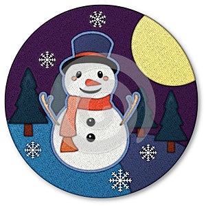 Snowman Patchwork Clipart in circle shape