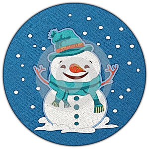 Snowman Patchwork Clipart in circle shape