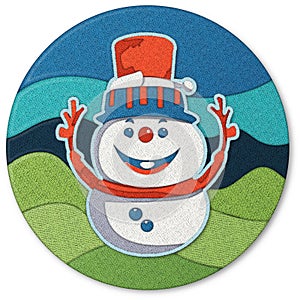 Snowman Patchwork Clipart in circle shape