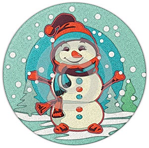 Snowman Patchwork Clipart in circle shape