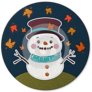 Snowman Patchwork Clipart in circle shape