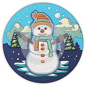 Snowman patchwork element clipart