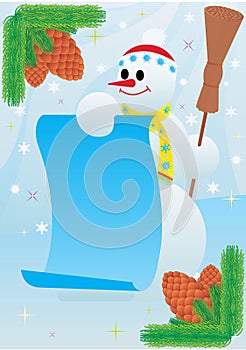 Snowman with a poster